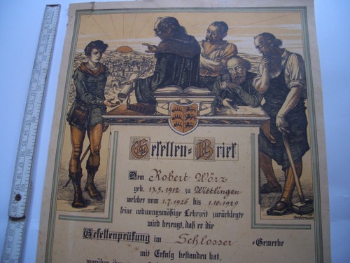Schmied orig 1929 urkunde - orig.,